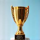 Award trophy with 'Customer Service Excellence' written on a plaque