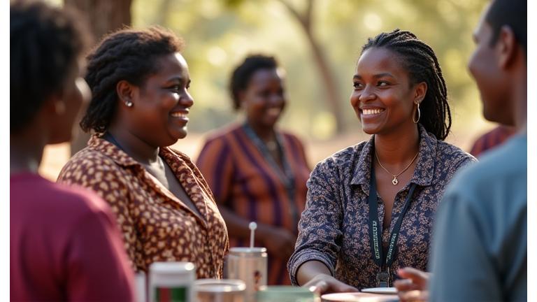 Indigenous community members participating in a cultural exchange program