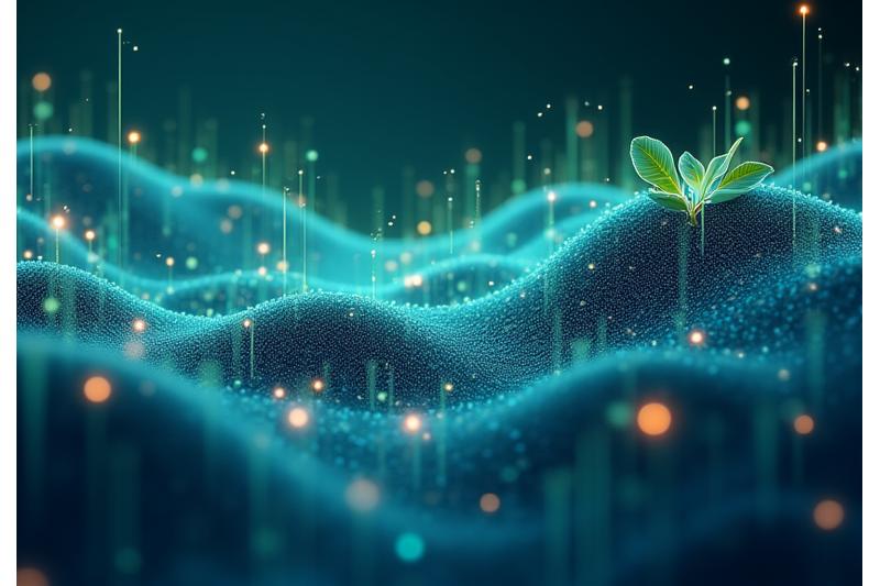 Abstract representation of future technology and data streams, symbolizing innovation