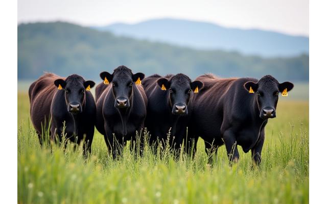 Healthy Australian cattle grazing in a lush pasture