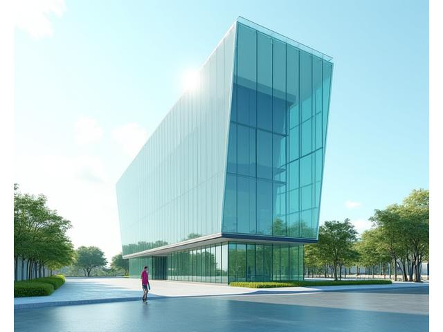 A secure, modern Australian commercial building with a clear protective shield over it, representing property insurance.