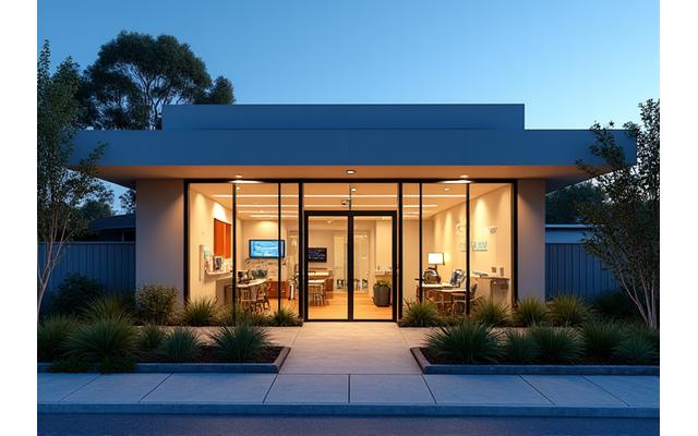 Modern medical clinic facade, representing professional healthcare facilities needing comprehensive insurance.