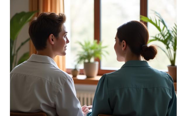 Thoughtful person in a calm, modern setting, symbolizing mental health support.