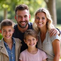 Portrait of the Thompson family from Blue Mountains