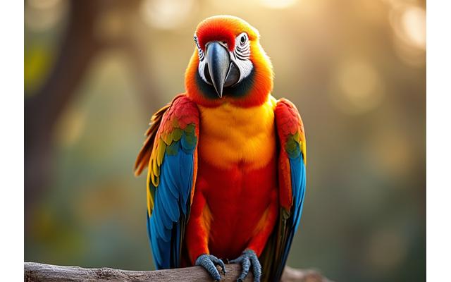 A vibrant exotic parrot perched gracefully, representing exotic pet insurance.