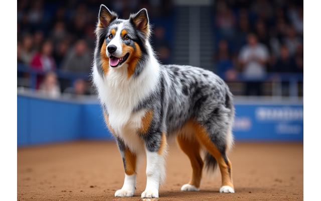 A majestic show dog at a competition, illustrating high-value show and breeding animal insurance.