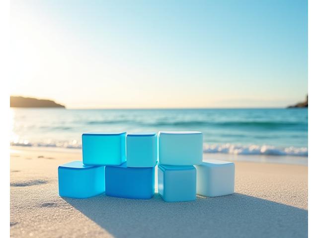 Graphic showing clear, stacked blocks representing transparent insurance pricing, no hidden fees, against a backdrop of the Australian coastline.