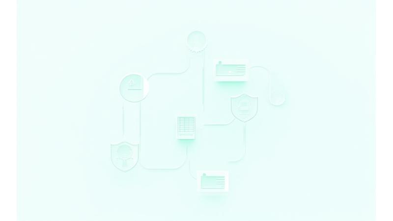 Illustration of data flowing securely through different stages, from collection to use, with a lock icon, representing transparent data usage.